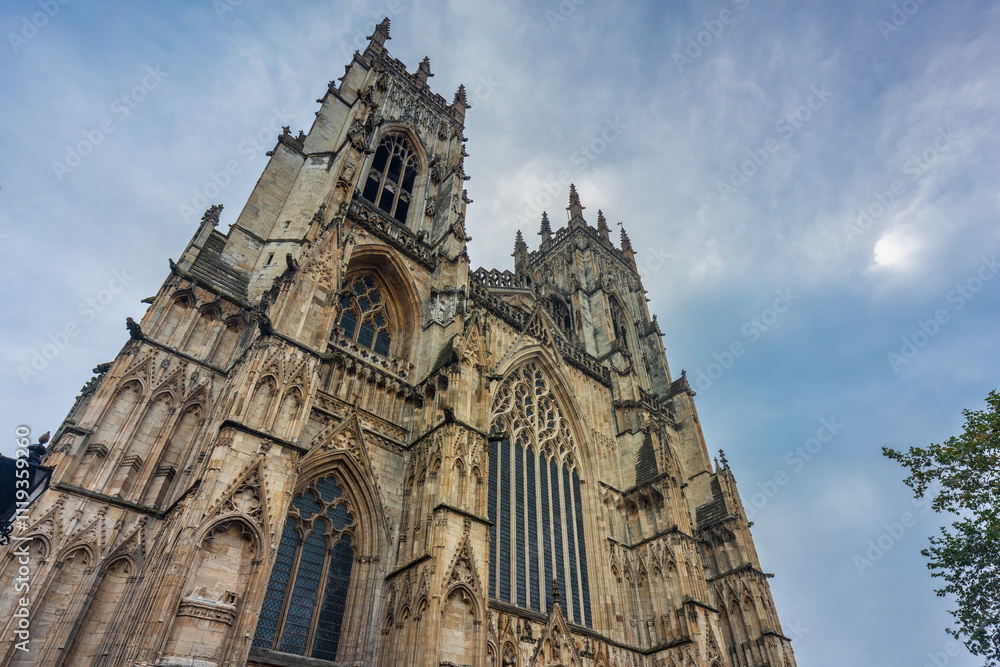 Fototapeta premium Beautiful architecture of York Minster cathedral at cloudy day, York, England, UK.