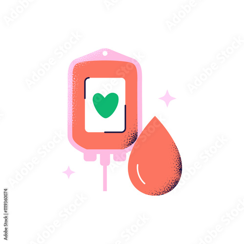 Blood donation. Kindness, charity, and volunteering work concept. Vector flat illustration isolated on a white background.