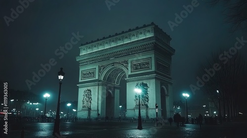 Arc de Triomphe at Night, Paris, France photo