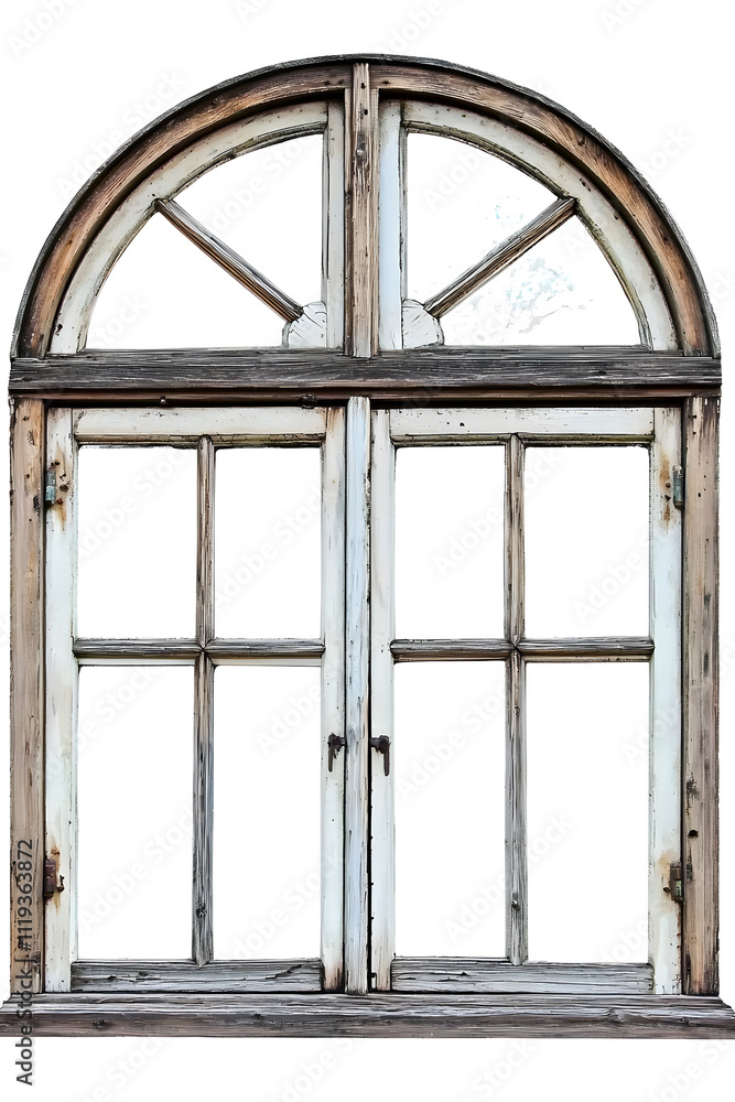 Very old wooden window frame with cracked paint on it isolated on white background Very old wooden window frame with cracked paint on it isolated on white background