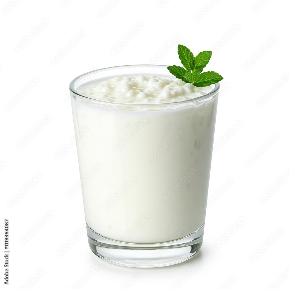 Glass of healthy kefir on a white background Glass of healthy kefir on a white background