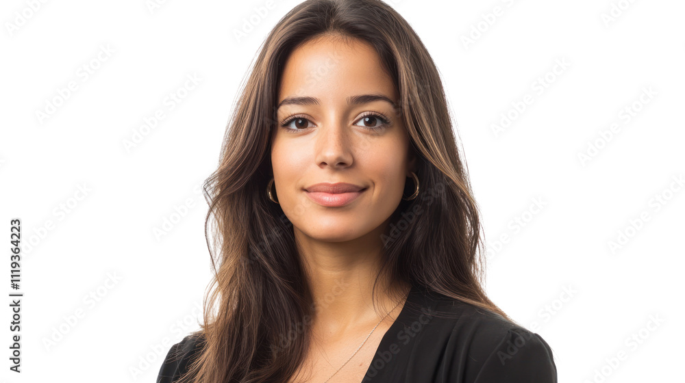 Confident and Composed: A portrait of a young woman radiating self-assurance, her warm smile and direct gaze conveying strength and charisma. Confident and Composed: A portrait of a young woman radiating self-assurance, her warm smile and direct gaze conveying strength and charisma.