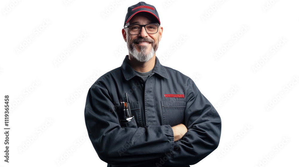 Smiling confident technician isolated on white background Smiling confident technician isolated on white background