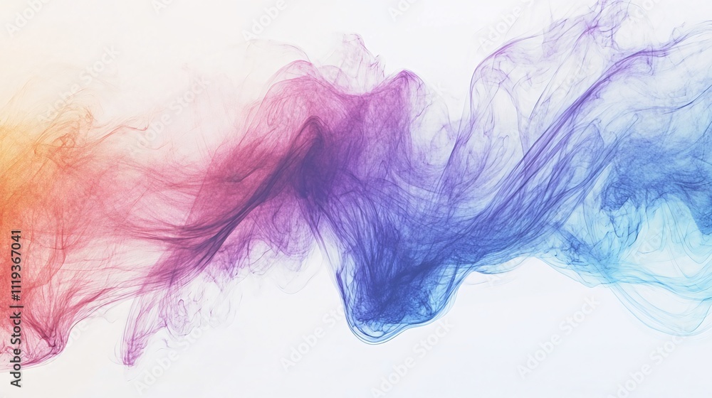 Obraz premium Abstract colorful smoke swirls on white background. Generative ai
