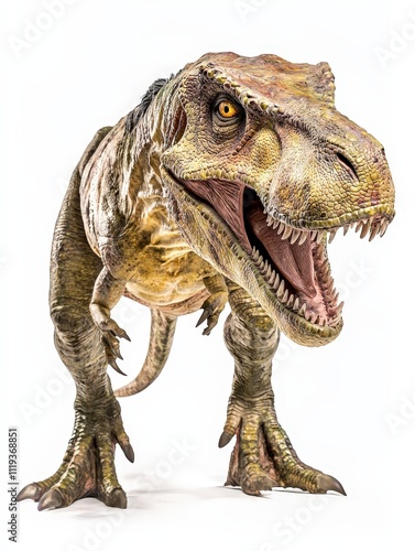 Tyrannosaurus dinosaur, triassic period, mesozoic era, cretaceous period, jurassic period, isolated on white background