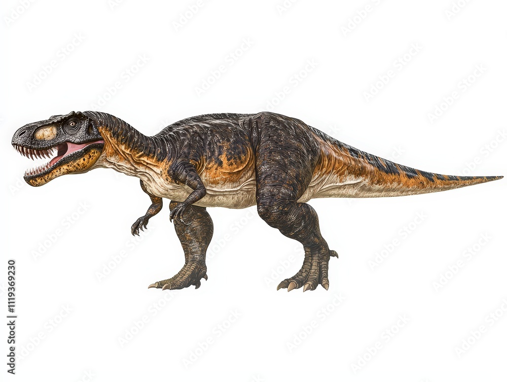 Tyrannosaurus dinosaur, triassic period, mesozoic era, cretaceous period, jurassic period, isolated on white background Tyrannosaurus dinosaur, triassic period, mesozoic era, cretaceous period, jurassic period, isolated on white background