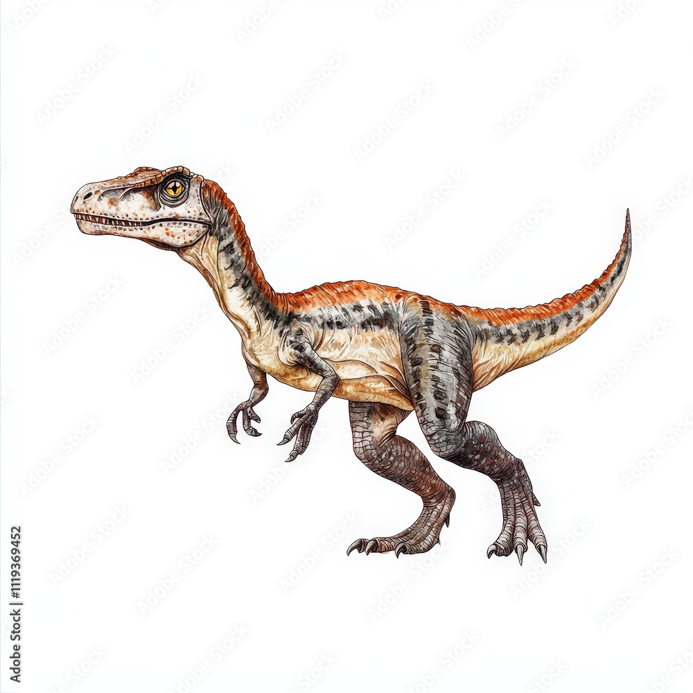 Allosaurus dinosaur, triassic period, mesozoic era, cretaceous period, jurassic period, isolated on white background Allosaurus dinosaur, triassic period, mesozoic era, cretaceous period, jurassic period, isolated on white background