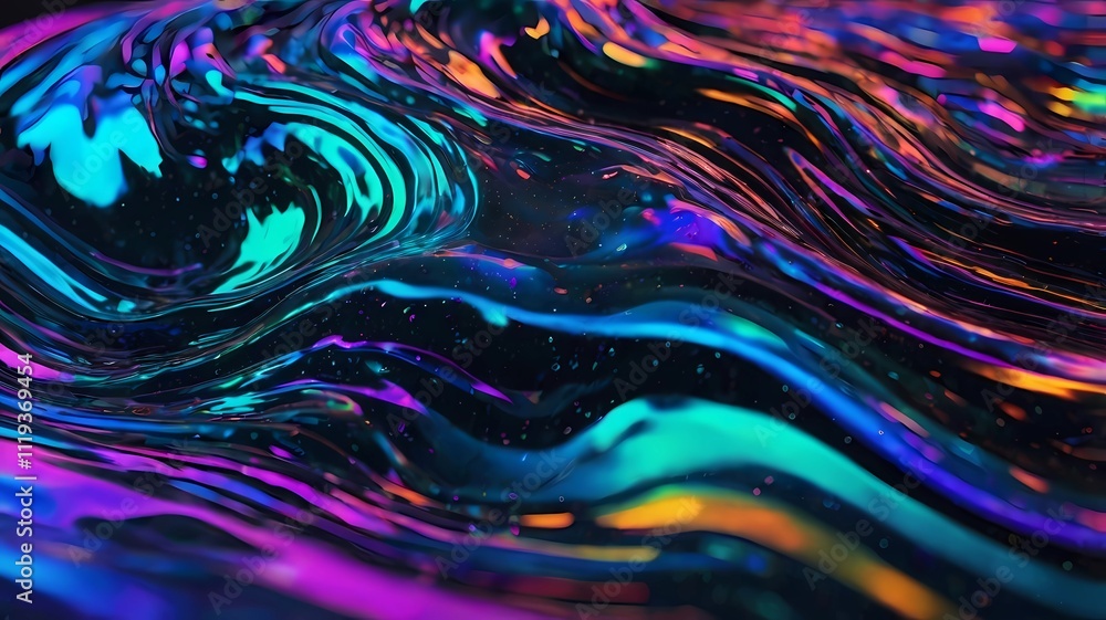 Holographic Neon Fluid Waves Holographic Neon Fluid Waves