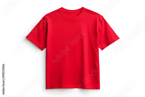 Red T-shirt product mockup, isolated on white background.