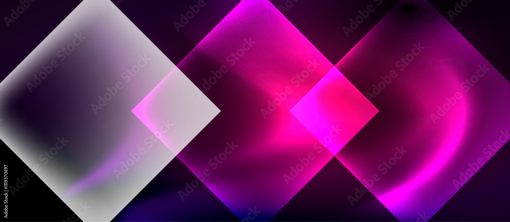 Glass squares with neon shiny light abstract background Glass squares with neon shiny light abstract background