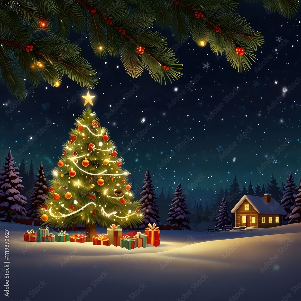 Obraz premium Christmas tree in the city