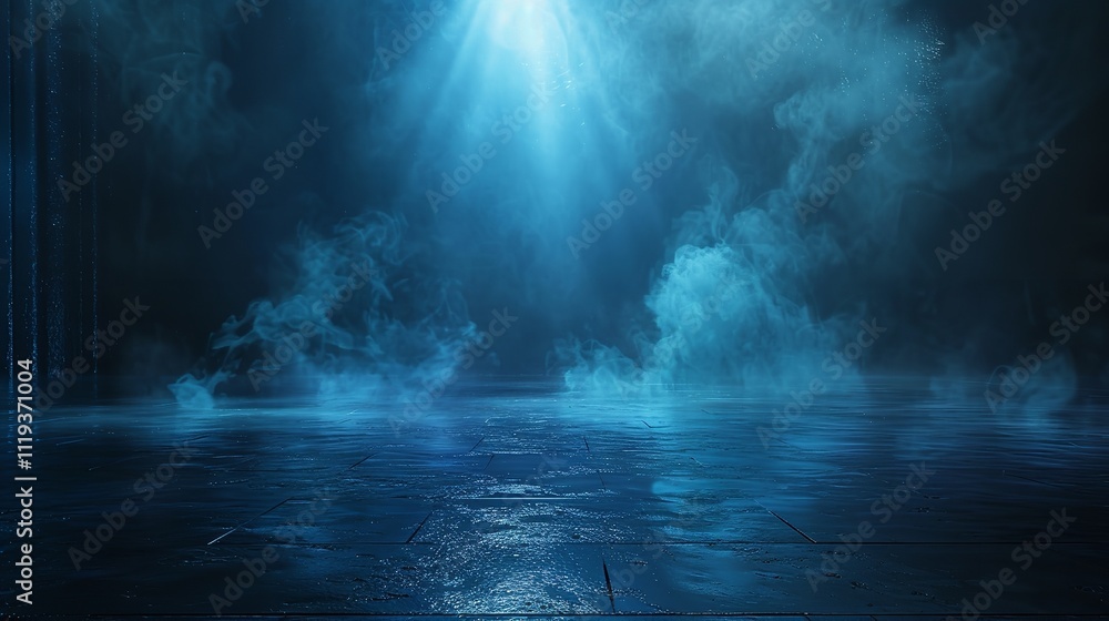 Dark street with wet asphalt and reflections of rays in the water, Ai Generative. Dark street with wet asphalt and reflections of rays in the water, Ai Generative.