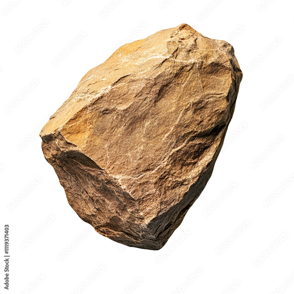 © SuperPixel Inc - Top view of a hyperrealistic single sandstone rock in an irregular shape isolated on a white transparent background