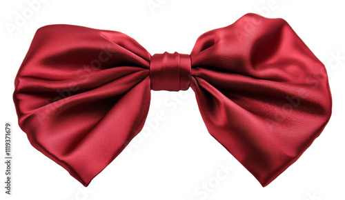 Elegant red silk bow tie, isolated on transparent background. Fashion accessory and formalwear concept