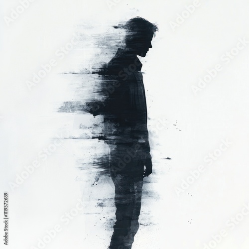 Disintegrating Man Silhouette A Portrait Of Sadness