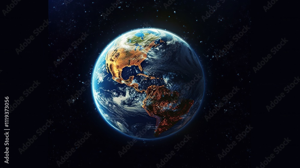 Stunning View of Earth from Space with Vibrant Colorful Details Stunning View of Earth from Space with Vibrant Colorful Details