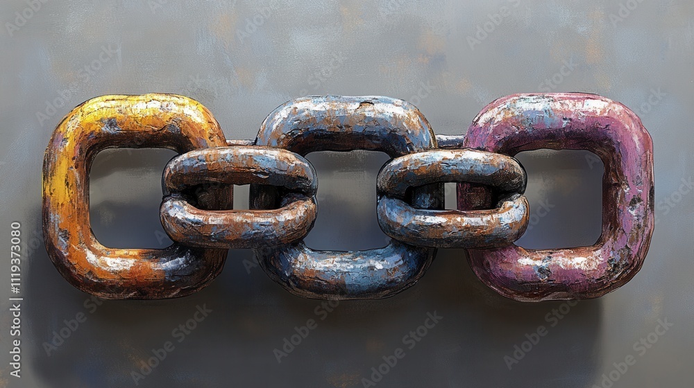 Fototapeta premium Intricate Rusty Metal Chain Art: A Stunning Industrial Design