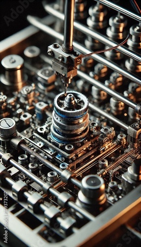 A mesmerizing symphony of intricate gears, precision-engineered to a micrometer's touch. This intricate assembly is a testament to the power of human ingenuity and the beauty of complex machinery.