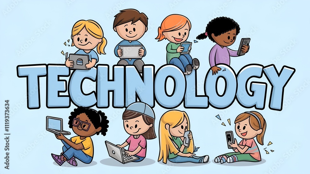 group of kids holding technology group of kids holding technology