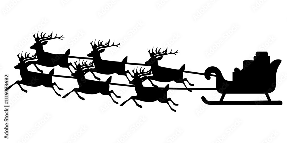 Naklejka premium SILHOUETTE OF A REINDEER TRAIN AT CHRISTMAS