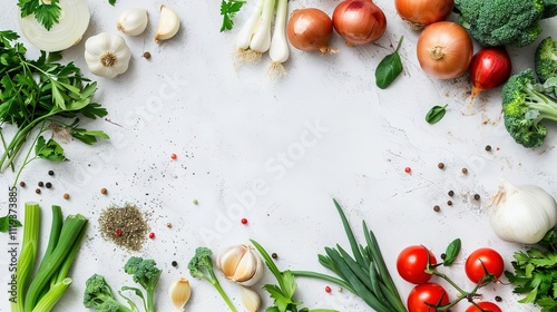 White Background with Garlic and Onion, Simple Ingredients Displayed, Ready to Add Flavor to Culinary Creations.