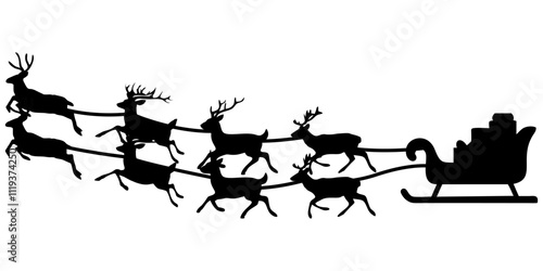 SILHOUETTE OF A REINDEER TRAIN AT CHRISTMAS