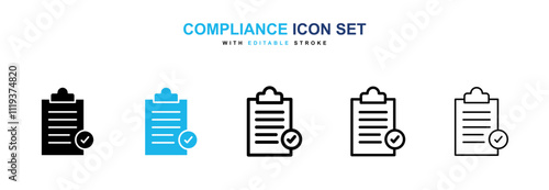 Compliance icon collection in black and blue colors