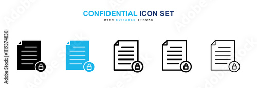 Confidential icon collection in black and blue colors