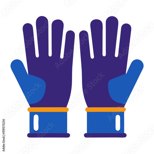 Colorful blue gloves in flat design with transparent background
