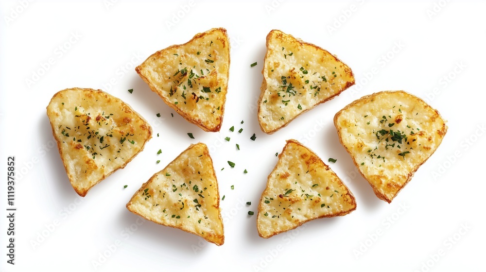 Deep-fried potato pieces with spices on a white background, isolated Deep-fried potato pieces with spices on a white background, isolated