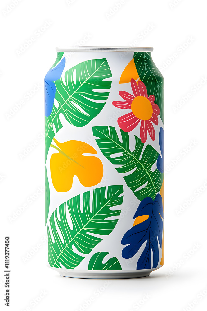 Obraz premium Bright aluminum can mockup isolated on white background