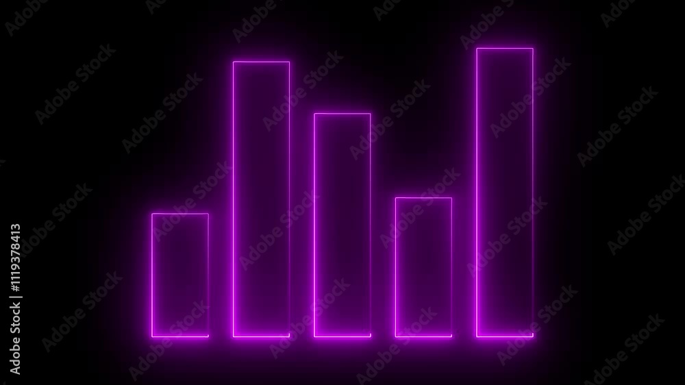 Neon glowing arrow up business graph icon animation .Neon business chart growth concept black background . Neon glowing arrow up business graph icon animation .Neon business chart growth concept black background .