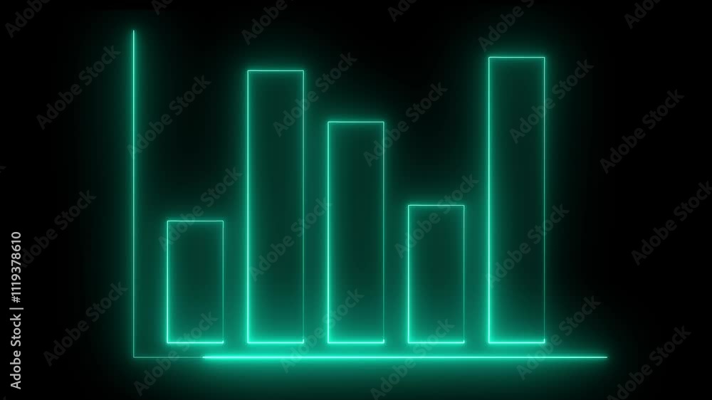 Neon glowing arrow up business graph icon animation .Neon business chart growth concept black background . Neon glowing arrow up business graph icon animation .Neon business chart growth concept black background .