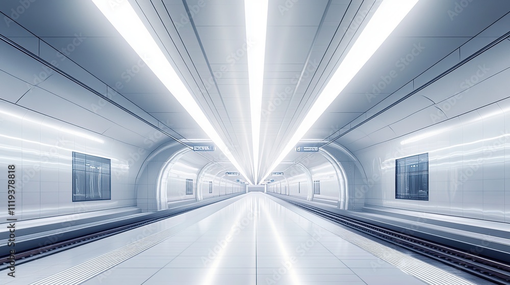 Empty high-speed rail station with modern white design Empty high-speed rail station with modern white design