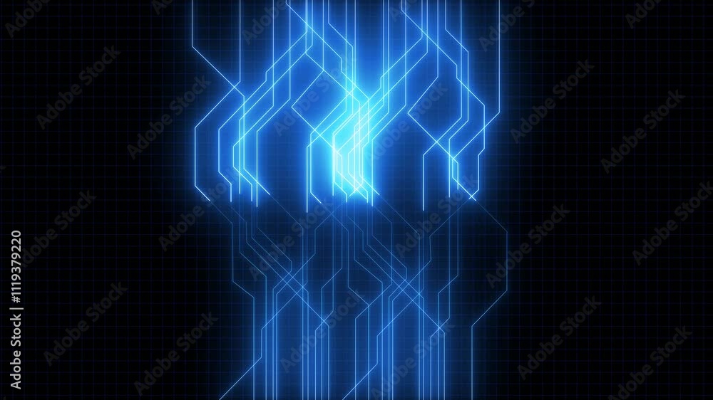 abstract technology background with neon blue lines seamless looping. abstract technology background with neon blue lines seamless looping.