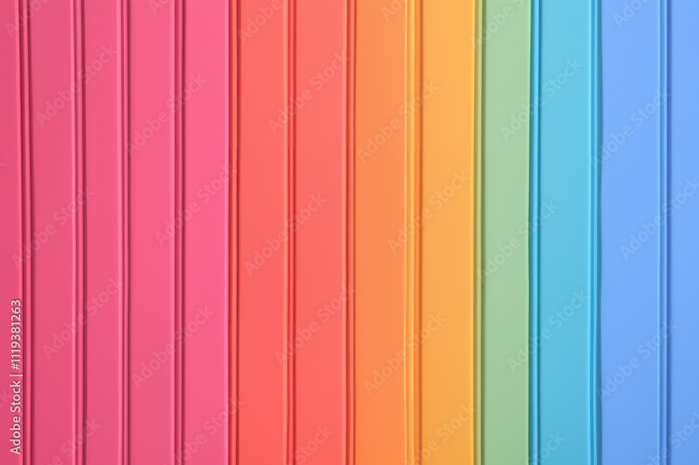 Colorful vertical rainbow stripes with embossed texture create vibrant design Colorful vertical rainbow stripes with embossed texture create vibrant design
