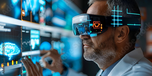 Healthcare Professional Utilizing Augmented Reality to Organize Patient Reports with Precision and Efficiency