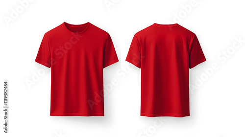 Red T-shirt product mockup, isolated on white background. 