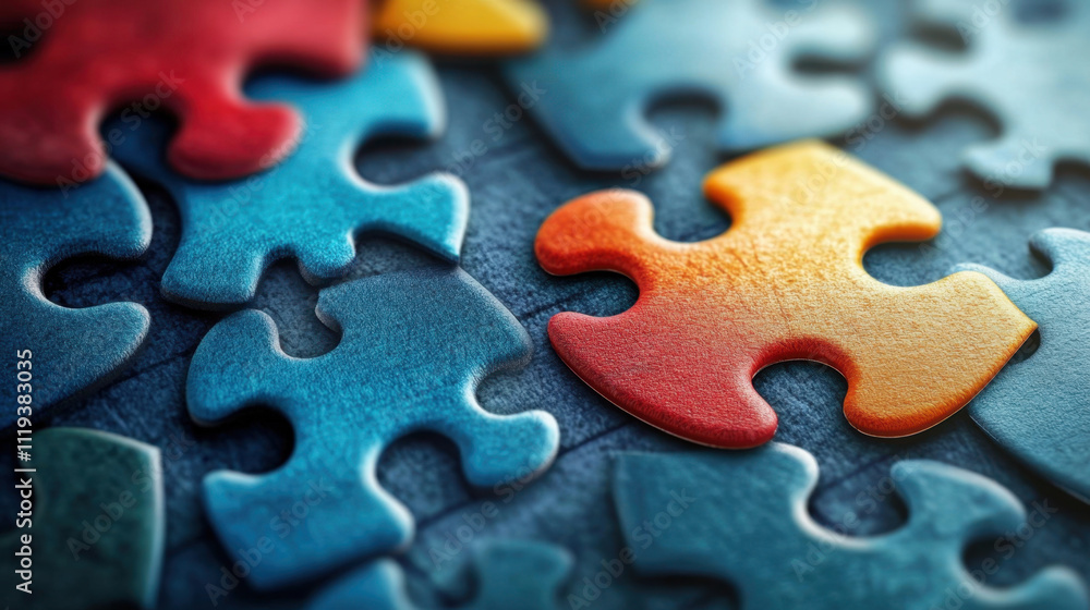Colorful puzzle pieces scattered on textured surface, creating playful and engaging background. Perfect for games or creative projects Colorful puzzle pieces scattered on textured surface, creating playful and engaging background. Perfect for games or creative projects