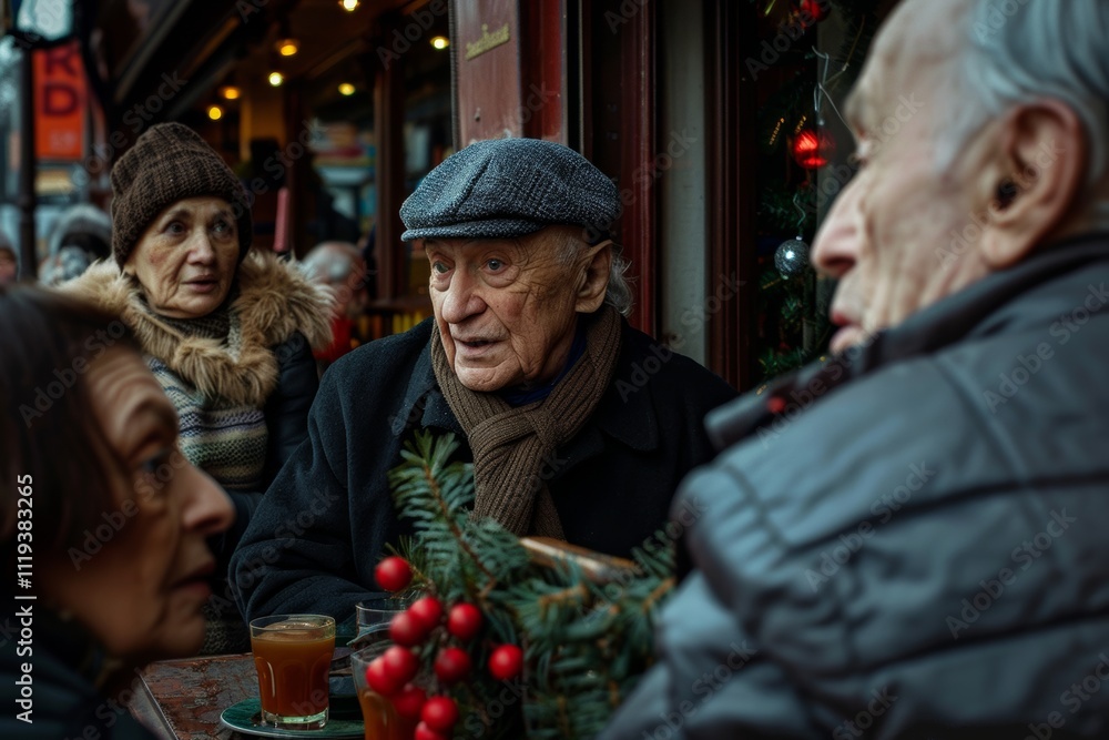 Portrait of an elderly couple on Christmas market in Paris, France Portrait of an elderly couple on Christmas market in Paris, France