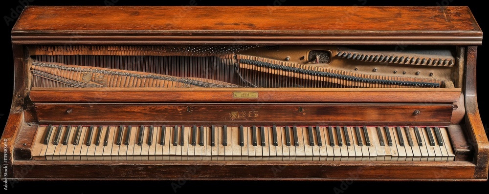 Inside View of Piano with Keys and Strings Inside View of Piano with Keys and Strings