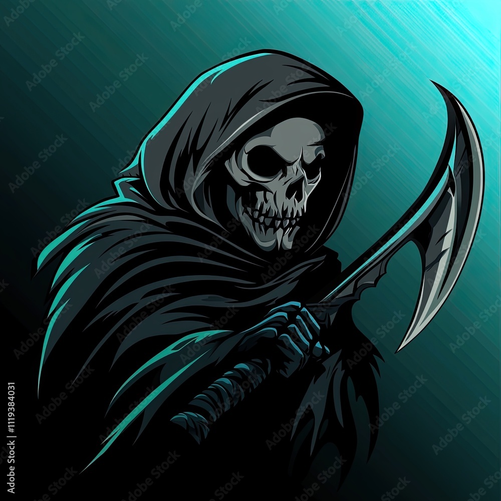 Grim Reaper Illustration: Dark Fantasy Art of Death and Scythe Grim Reaper Illustration: Dark Fantasy Art of Death and Scythe