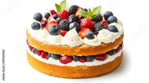 cake with berries isolated