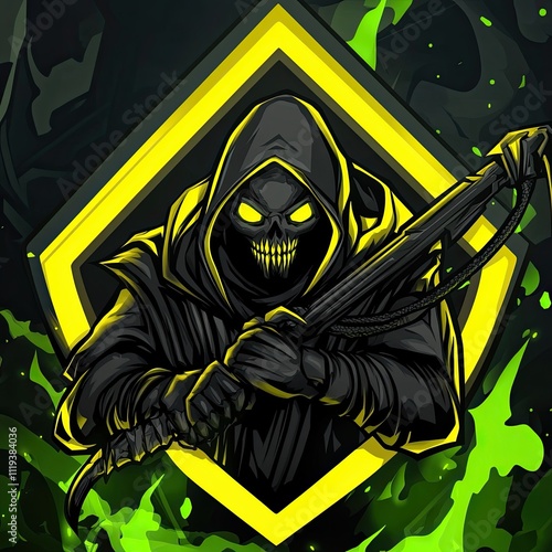 Grim Reaper Gaming Avatar: Dark Fantasy E-sports Logo Design