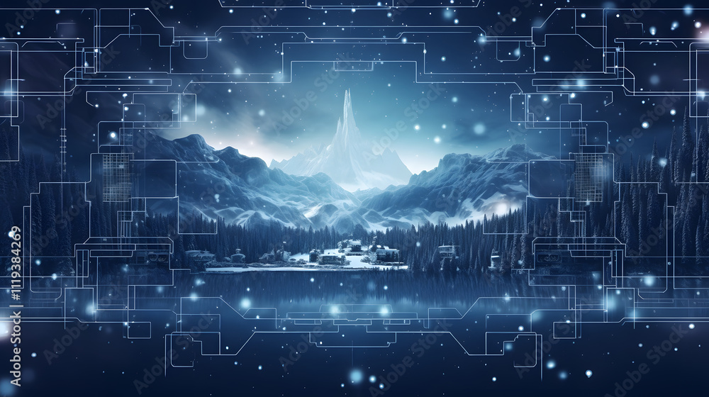 Naklejka premium Cyber winter background, copy space for text