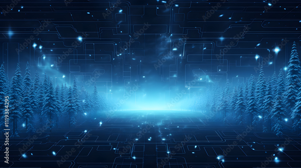Obraz premium Cyber winter background, copy space for text