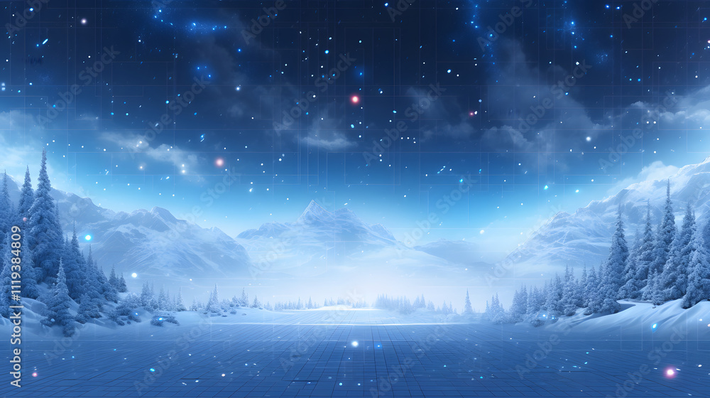 Cyber winter background, copy space for text Cyber winter background, copy space for text