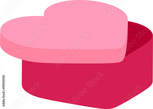 Opened  heart shaped gift box.
Heart shaped Valentine's Day gift box flat vector illustration.
Transparent background.
