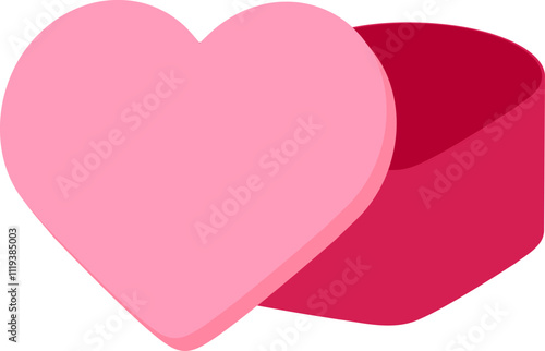Opened  heart shaped gift box.
Heart shaped Valentine's Day gift box flat vector illustration.
Transparent background.
