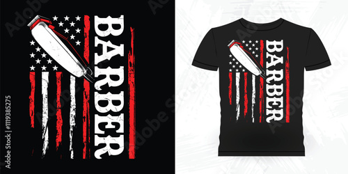 American Flag Funny Barbershop Retro Vintage Barber T-shirt Design